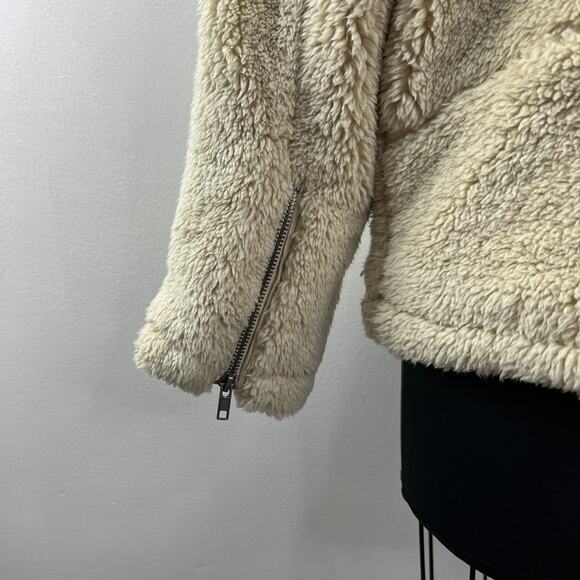 We The Free People So Cozy Slouchy Fleece Moto Jacket Sherpa Fuzzy Size S - Picture 6 of 9